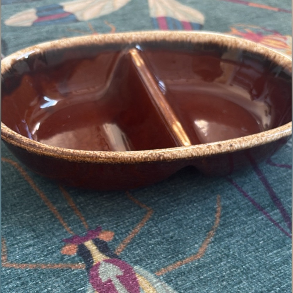 Vintage Hull Brown Drip Divided Serving Dish - Picture 3 of 3